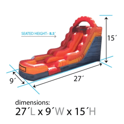 15 foot fire marble inflatable water slide dimensions2 1753209763 1 15' Fire Marble Slide (Wet or Dry)